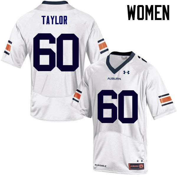 Women's Auburn Tigers #60 Bill Taylor White College Stitched Football Jersey